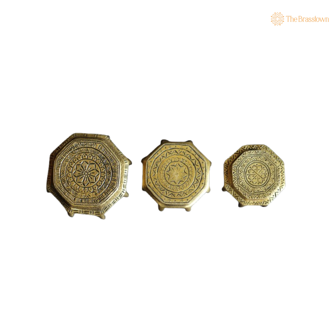 Set of Handcrafted Brass Pooja – home mandir puja decor India