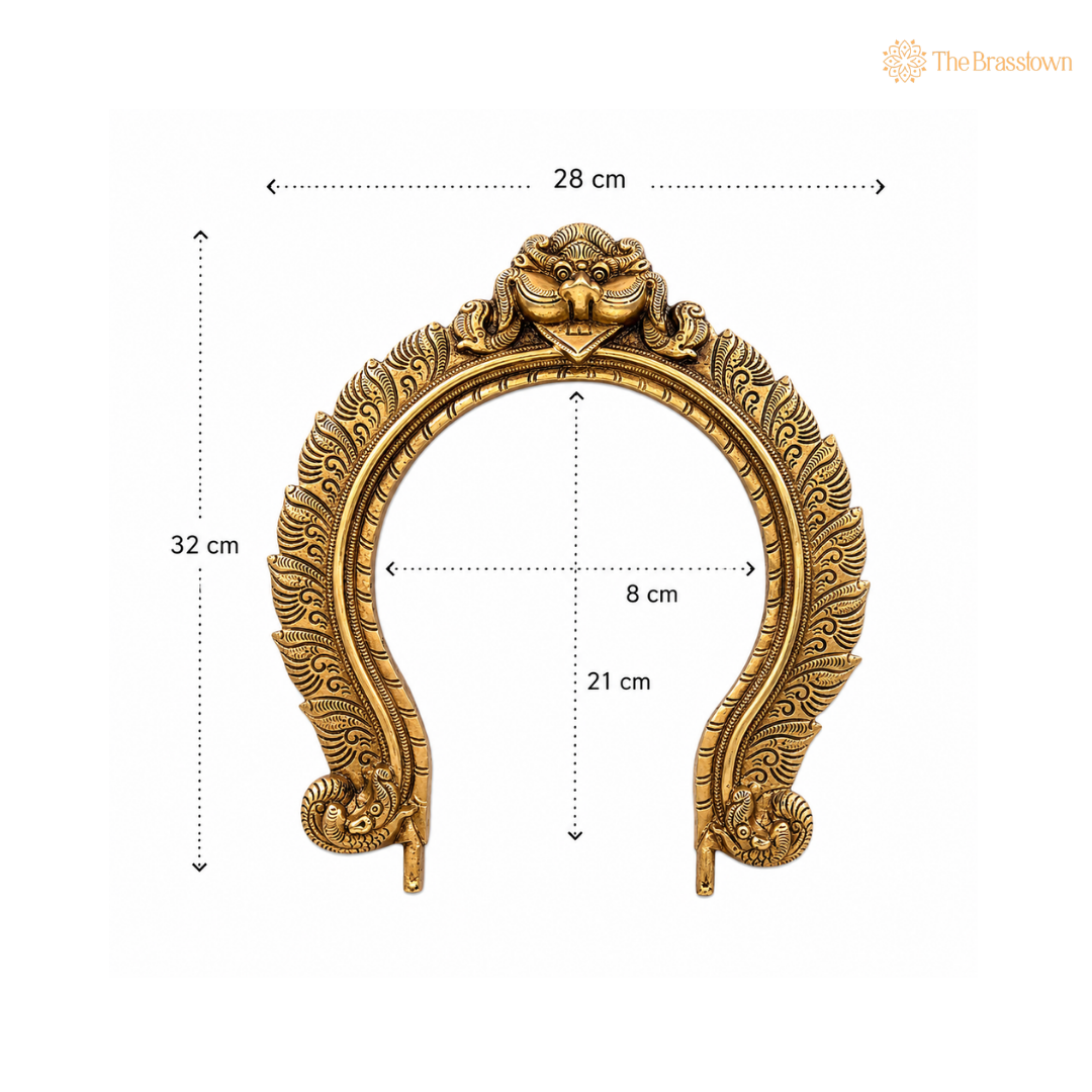 Antique Brass Temple Arch with Intricate Detailing 13 Inch