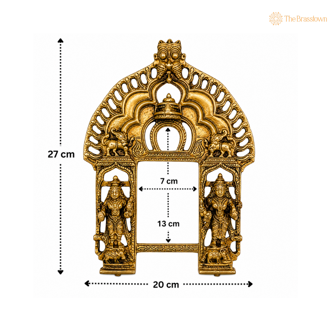 Antique Brass Temple Arch Frame with Divine 11 Inch
