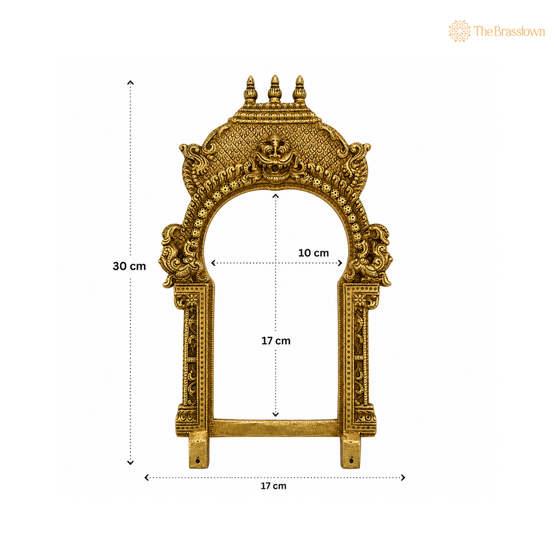 Antique Brass Temple Arch with Intricate Motifs 12 Inch