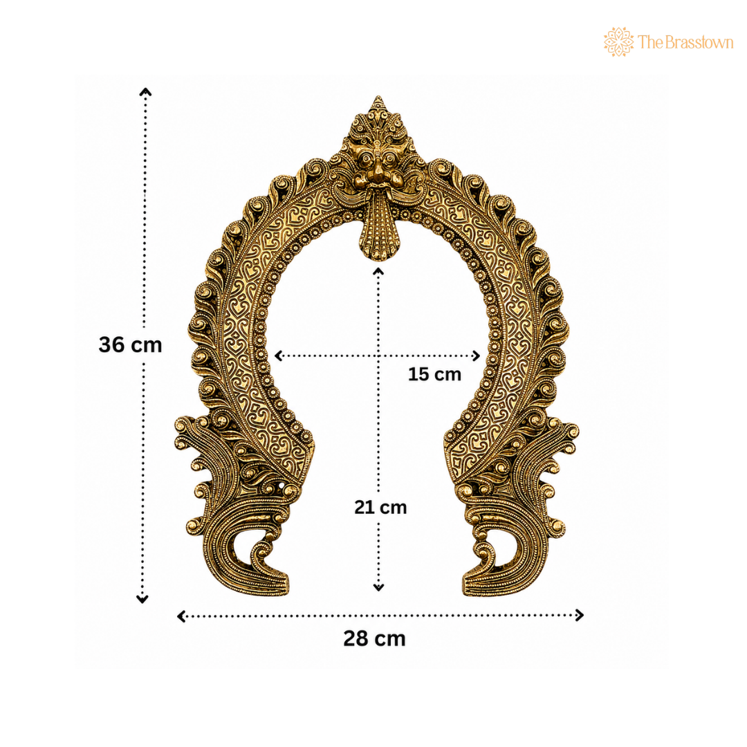 Antique Brass Arch Frame with Mythical Motifs 14.5 Inch