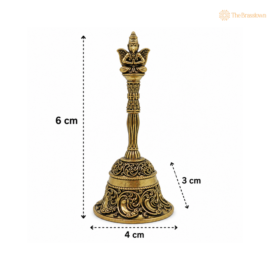 Brass Garuda Bell β Garuda Ghanti Idol, Peetal Temple Bell for Puja, Aarti & Home Mandir DΓ©cor 4.5 Inch