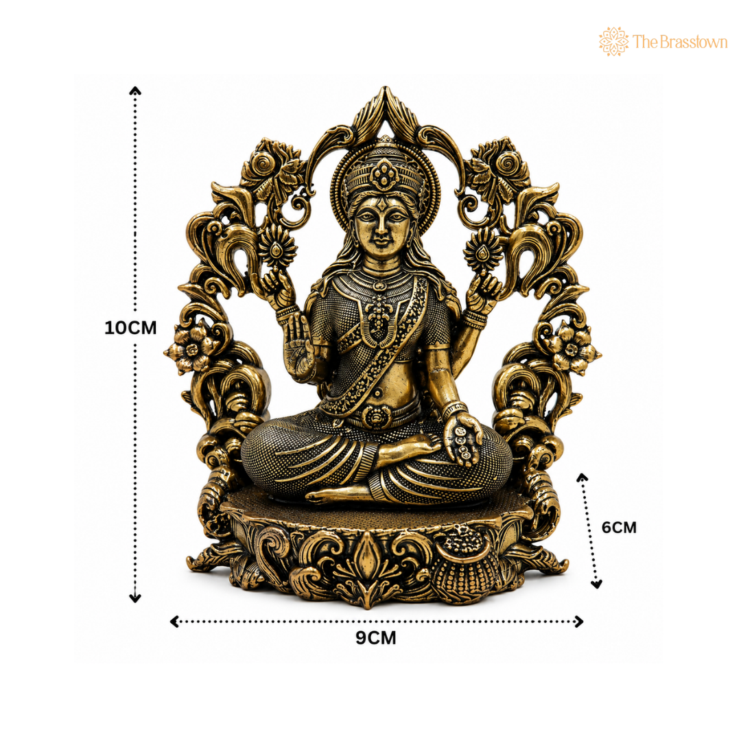 Brass Sitting Lakshmi Idol – Divine Goddess of Wealth & Fortune for Puja 4 Inch