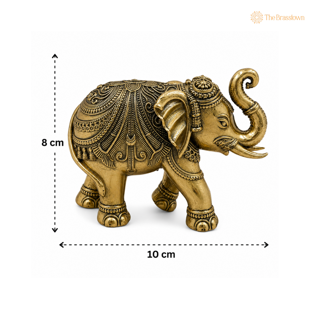 Handcrafted Brass Elephant Idol β Fine Finish Decorative Elephant Statue for Home DΓ©cor & Puja 3 Inch
