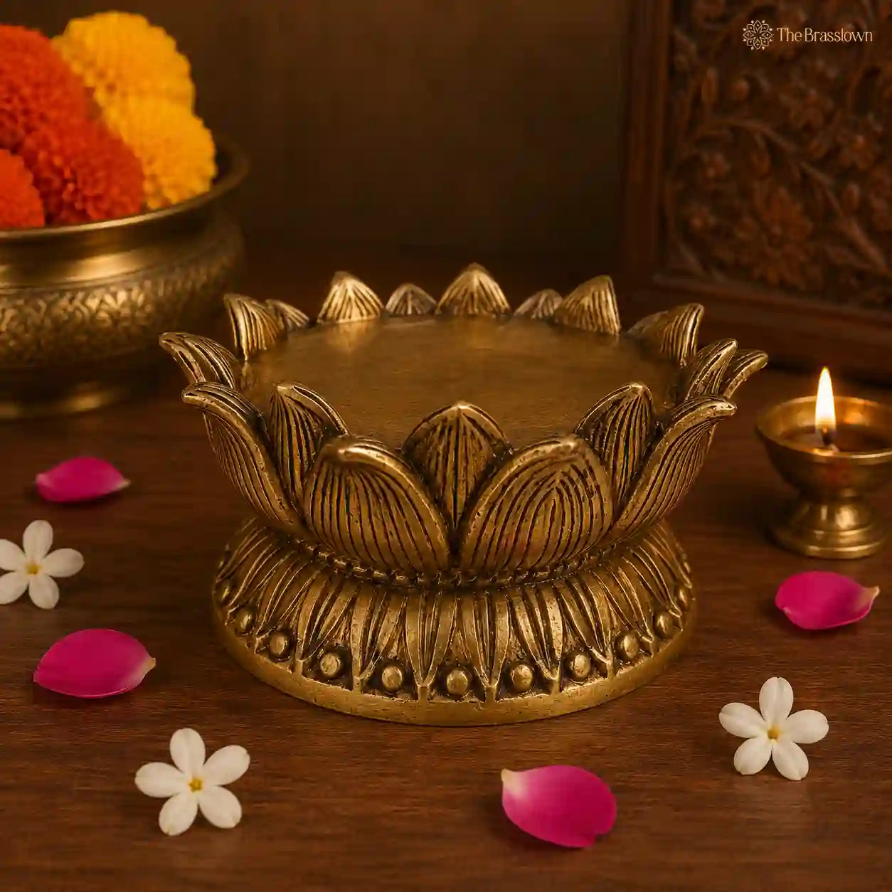 Brass Lotus Base – A Symbol of Purity and Serenity 3 Inch