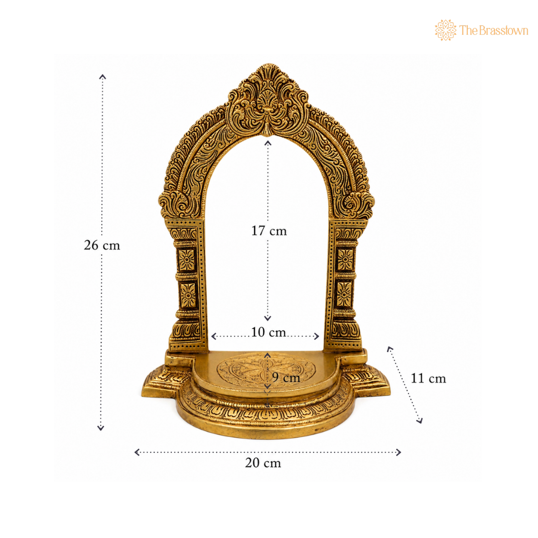 Ornate Brass Arch Frame with Curved Platform 10.5 Inch
