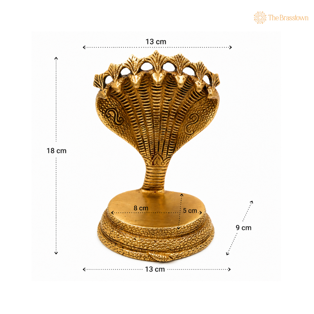 Seven-Headed Naga Brass Sculpture 7 Inch