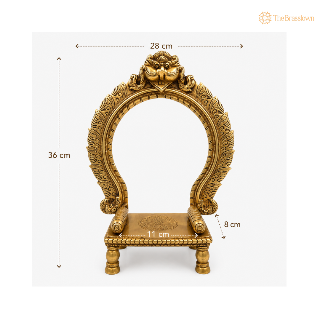 Traditional Brass Arch with Intricate Carvings 14.5 Inch