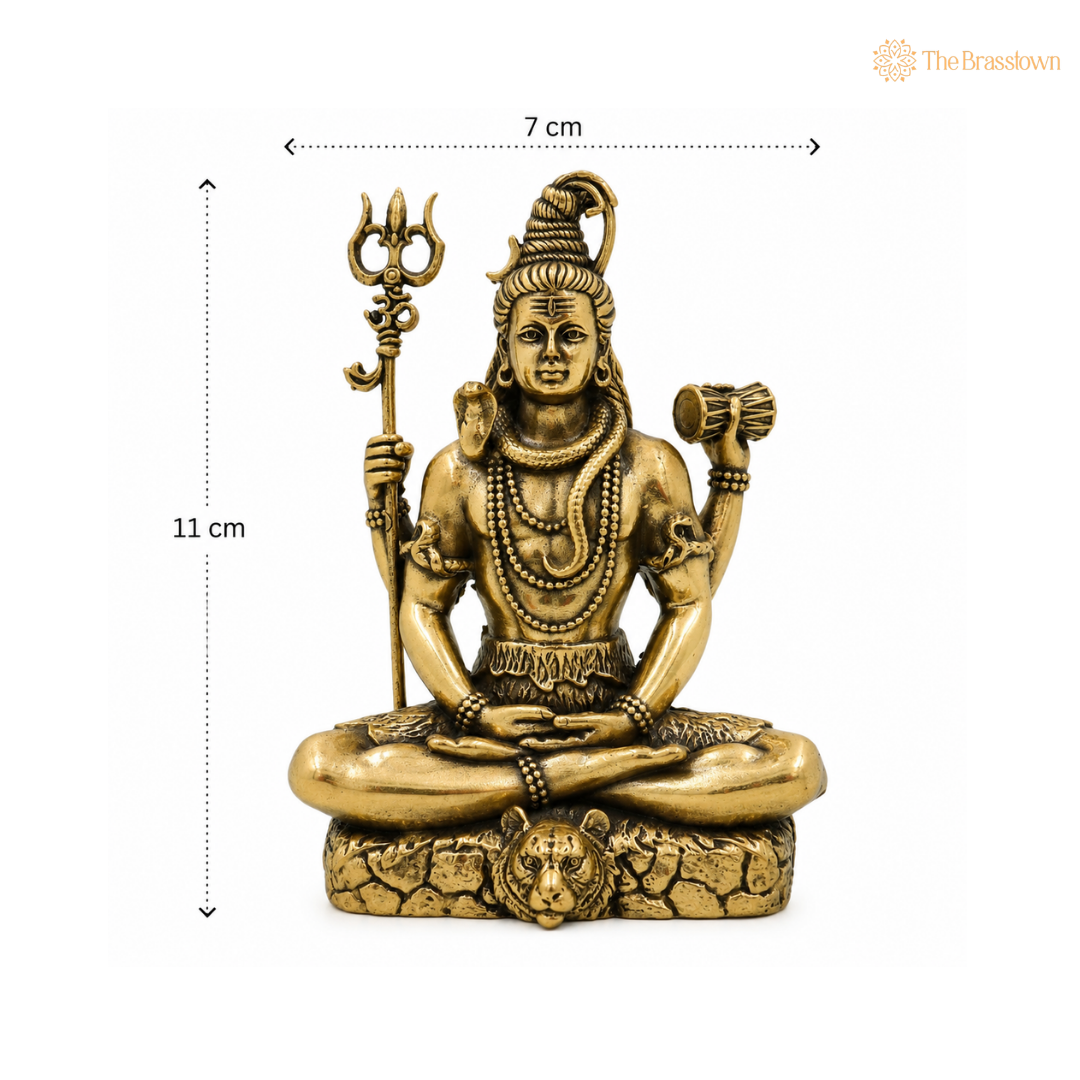 Brass Shiva Idol β Handcrafted Mahadev Murti for Home Temple, Puja & Spiritual DΓ©cor 4.5 Inch