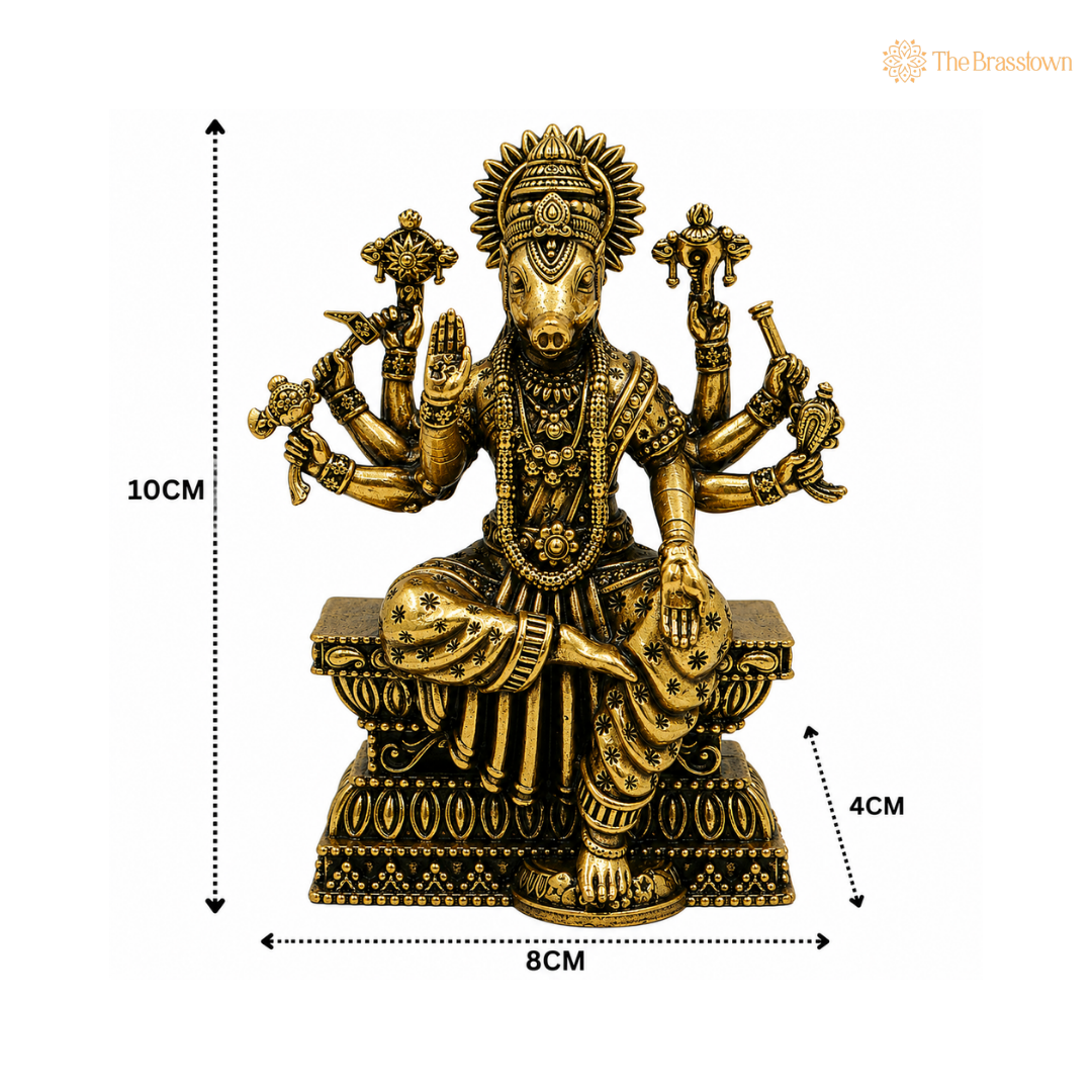 Brass Varahi Amman Idol β Handcrafted Goddess Varahi Pooja Murti for Home Temple & Devotional DΓ©cor 4 Inch