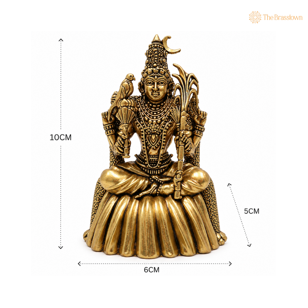 Brass RajaRajeshwari Murti – Rajeswari / Lalitha Tripura Sundari Idol for Home Temple & Puja 4 Inch