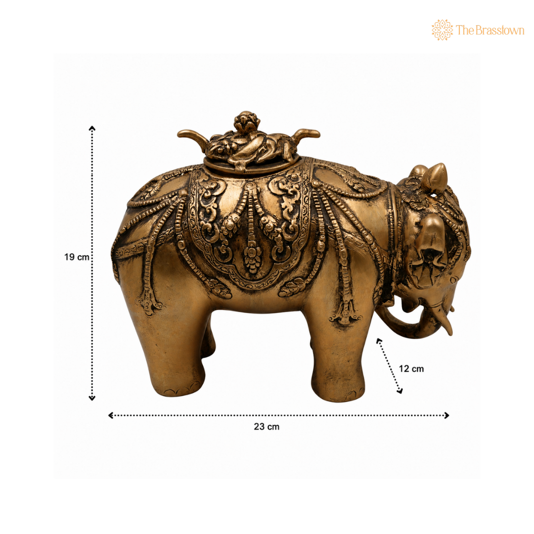 Brass Elephant Base Dhoop Dani 7.5 Inch