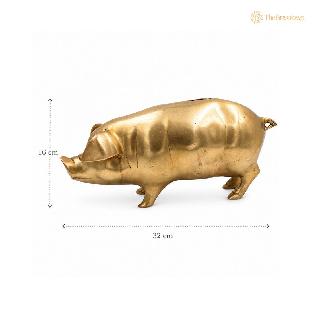 Brass Handcrafted Piggy Bank (Gullak) – Traditional Coin Saving Box for Home Décor & Kids 6.5 Inch