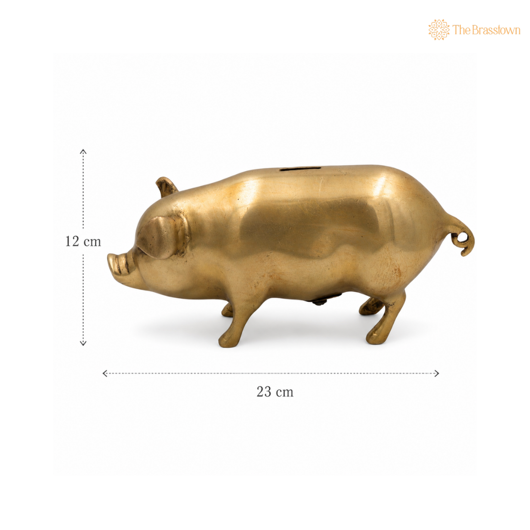 Brass Handcrafted Piggy Bank (Gullak) – Traditional Coin Saving Box for Home Décor & Kids 4.5 Inch