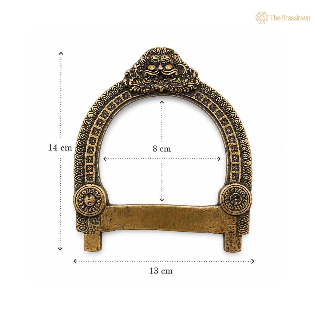 Brass Small Prabhavali Arch Frame – Mini Temple Backdrop for Idols & Home Mandir Décor 5.5 Inch
