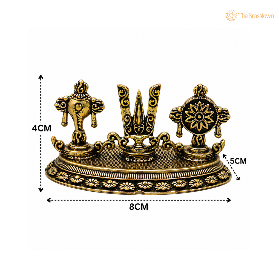 Brass Vishnu Balaji Symbols Idol – Shankha Chakra Gada Padma Srivatsa Namam Narayana Hari Venkateshwara Vaishnava Murti for Puja & Home Décor 1.5 Inch