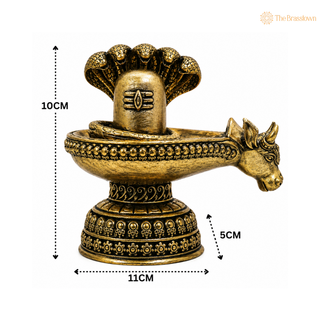 Brass Shivling (Shiva Lingam) – Mahalingam Jyotirlinga Peetal Shivalinga for Puja, Home Mandir & Spiritual Décor 4 Inch