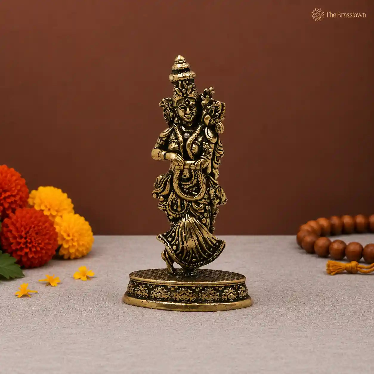 Brass Radha Idol β Goddess Radha Murti (Radhe Rani) for Puja, Home Mandir & Spiritual DΓ©cor 3 Inch