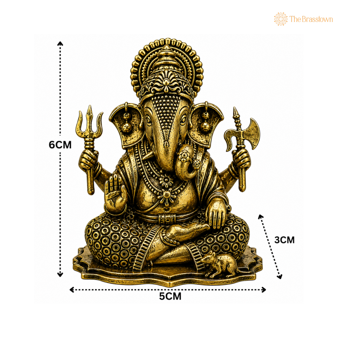 Brass Ucchishta Ganapati Idol - Murti for Home Pooja, Mandir Décor & Gifting 2.5 Inch