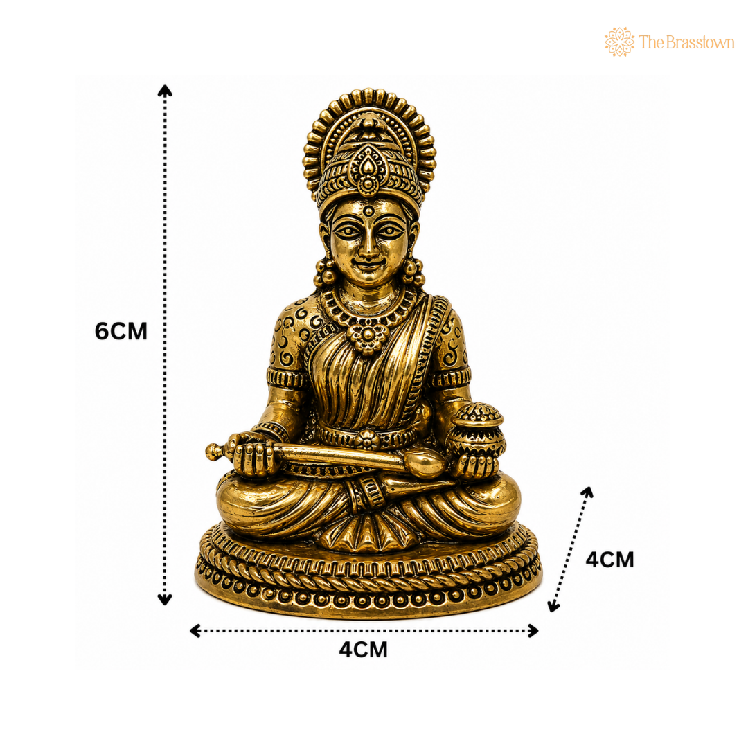 Handcrafted Brass Annapurneshwari Idol β Annapurna Devi Murti for Home Pooja, Mandir DΓ©cor & Gifting 2.5 Inch