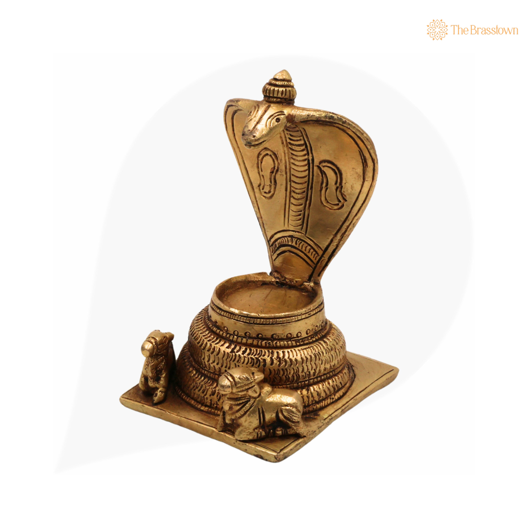 Traditional Brass Naga Statue with Intricate Detailing 5 Inch