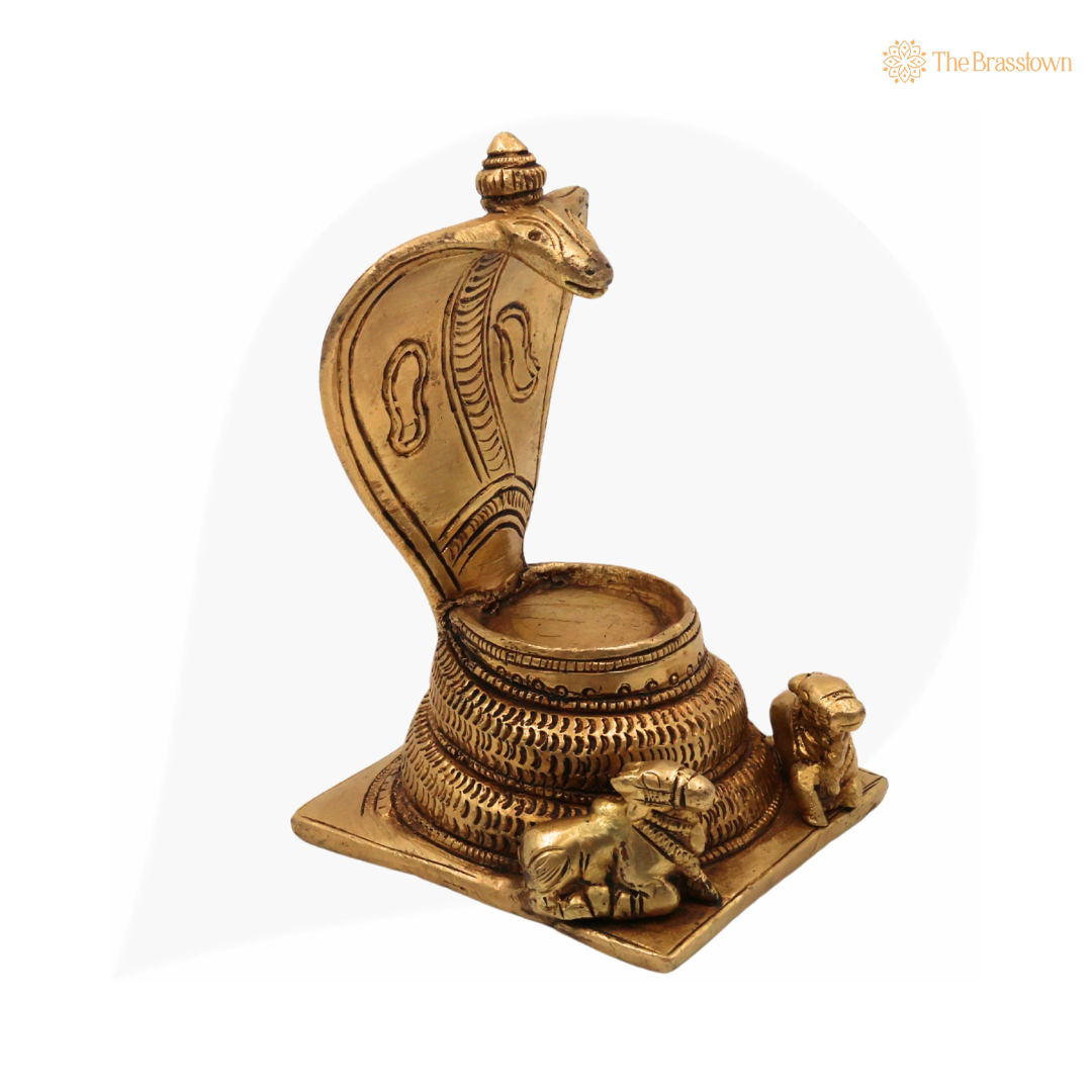 Traditional Brass Naga Statue with Intricate Detailing 5 Inch
