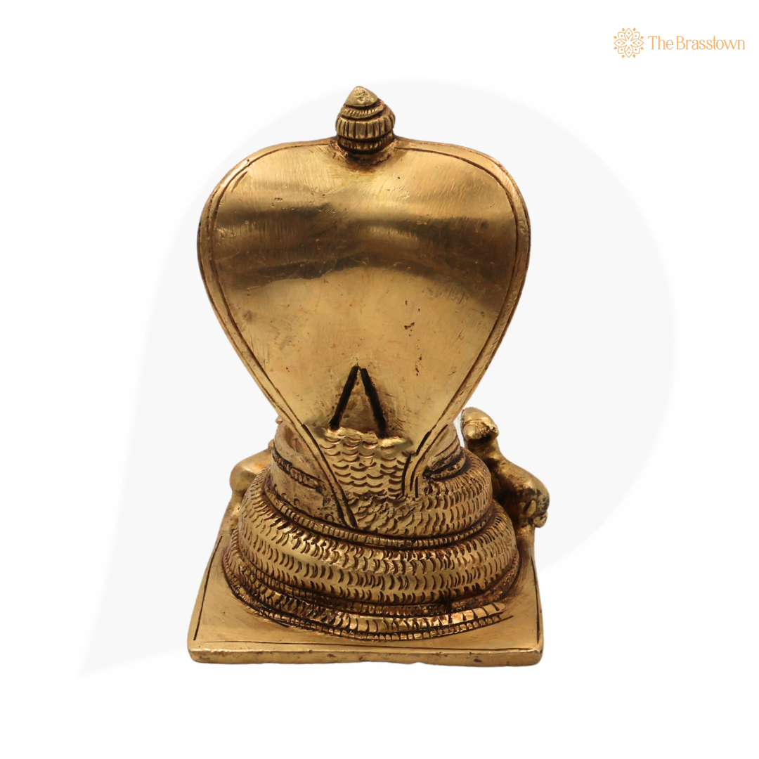 Traditional Brass Naga Statue with Intricate Detailing 5 Inch