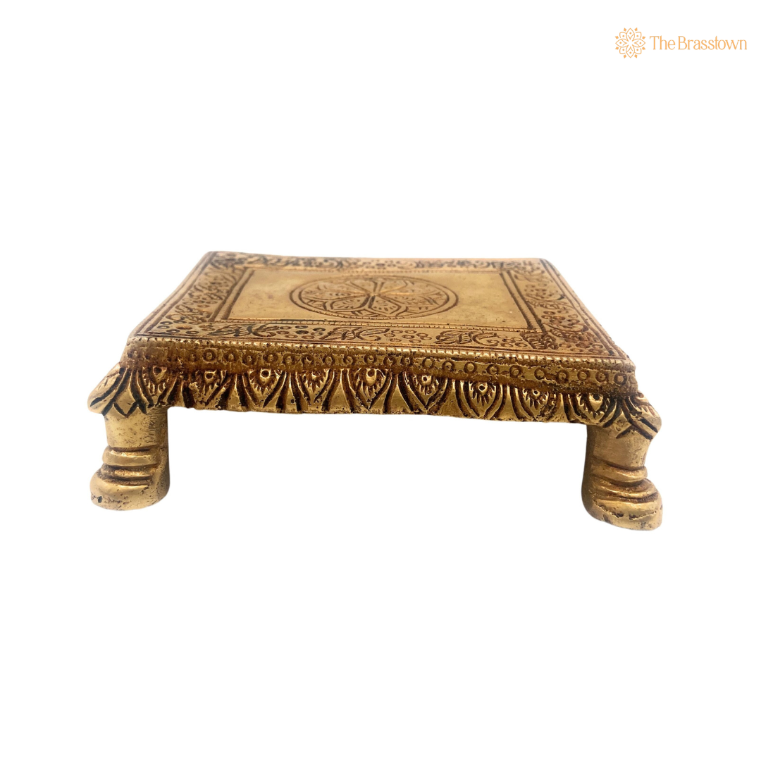 Traditional Brass Pooja Pedestal – A Sacred Foundation for Worship 1 Inch