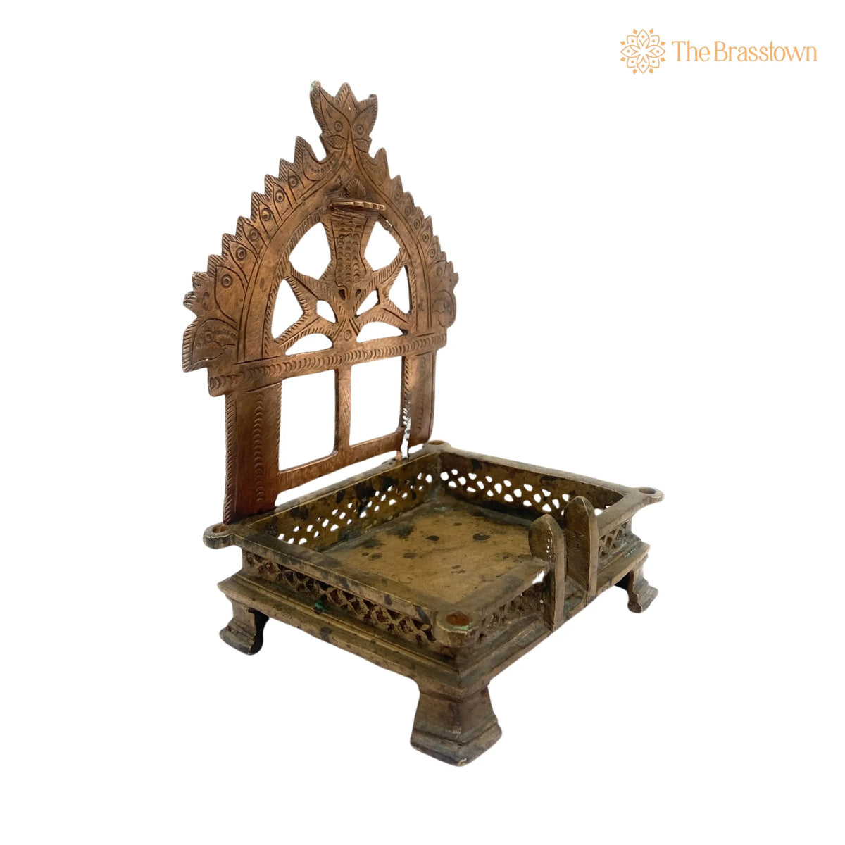 Handcrafted Brass Pooja Chowki – / Puja Peetham / Bajot / Peeta / Sinhaasan 7 Inch 3
