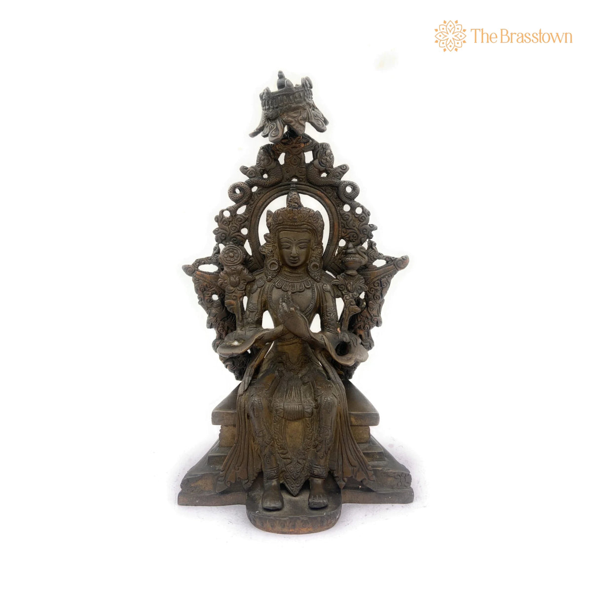 Handcrafted Brass Tibetan Manjushri Idol – Buddha Manjushri Murti, Wisdom Bodhisattva Statue for Home, Temple, Meditation 10 Inch 3