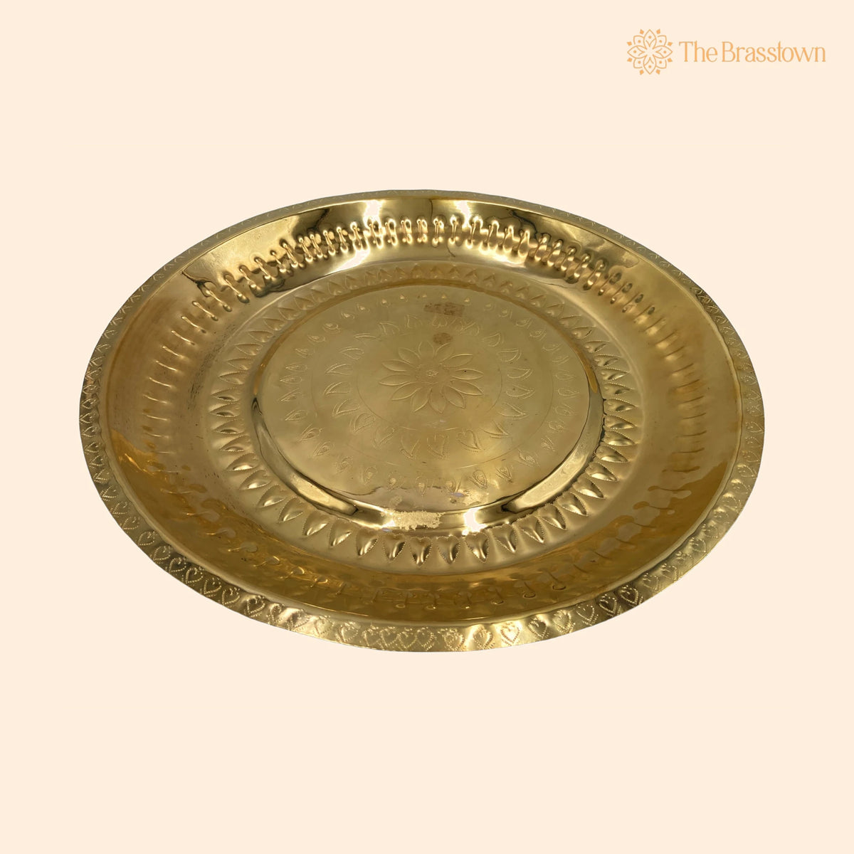 Brass Pooja Thali – Handcrafted Traditional Tableware for Dining, Puja & Gifting 15.35 Inch 1