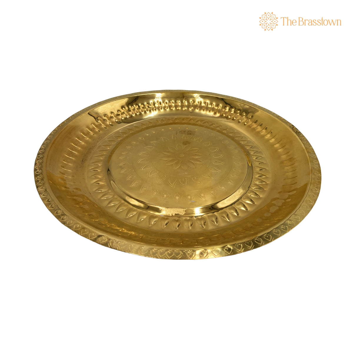Brass Pooja Thali – Handcrafted Traditional Tableware for Dining, Puja & Gifting 15.35 Inch 3
