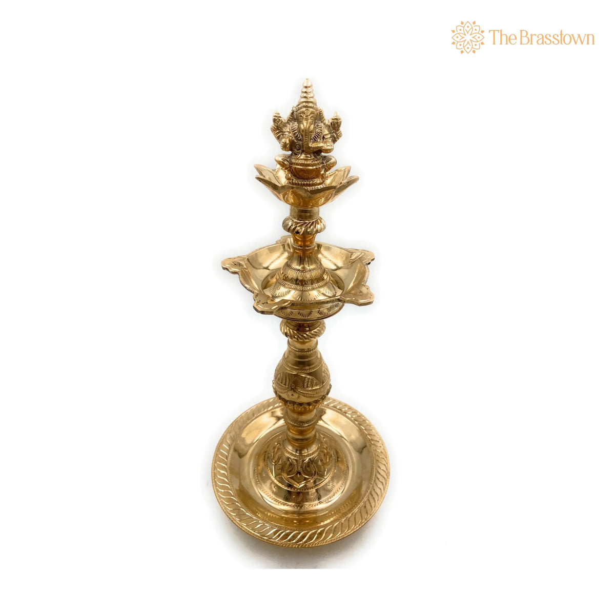 Brass Ganesh Oil Lamp Vinayaka Deepam – Handcrafted Ganesha Diya, Pillayar Vilakku, Ganapati Deepak, Peetal Vigneshwara Vilakku 14.5 Inch 3