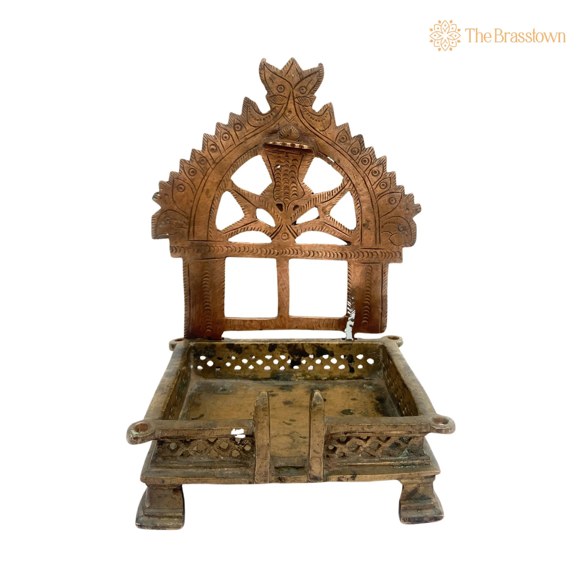 Handcrafted Brass Pooja Chowki – / Puja Peetham / Bajot / Peeta / Sinhaasan 7 Inch 5