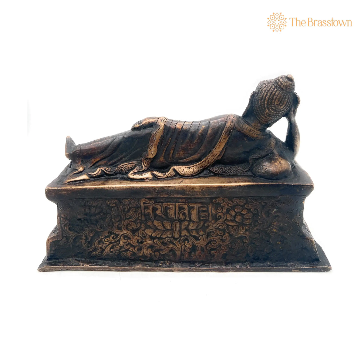 Brass Sleeping Buddha Idol – Handcrafted Reclining Buddha Statue Murti Sculpture for Home Décor, Pooja, Meditation & Gifts 7 Inch 3