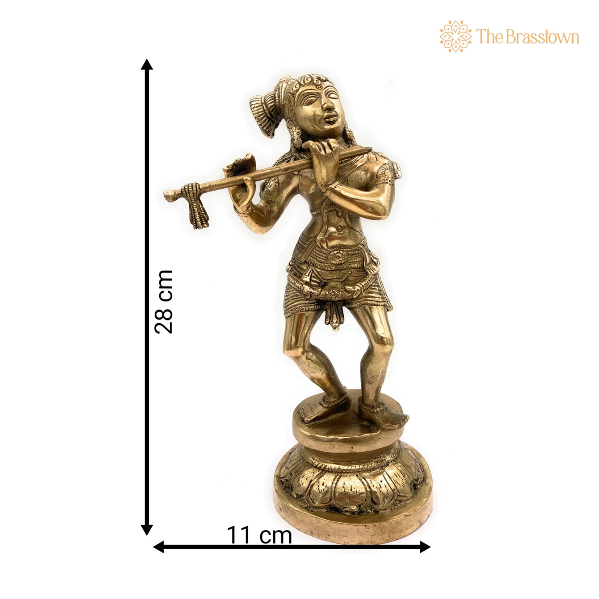 Brass Krishna Idol – Handcrafted Gopal Murti, Balakrishna Vigraham, Radha Krishna Statue, Kanhaiya Murti for Pooja, Temple & Home Décor 11 Inch 4