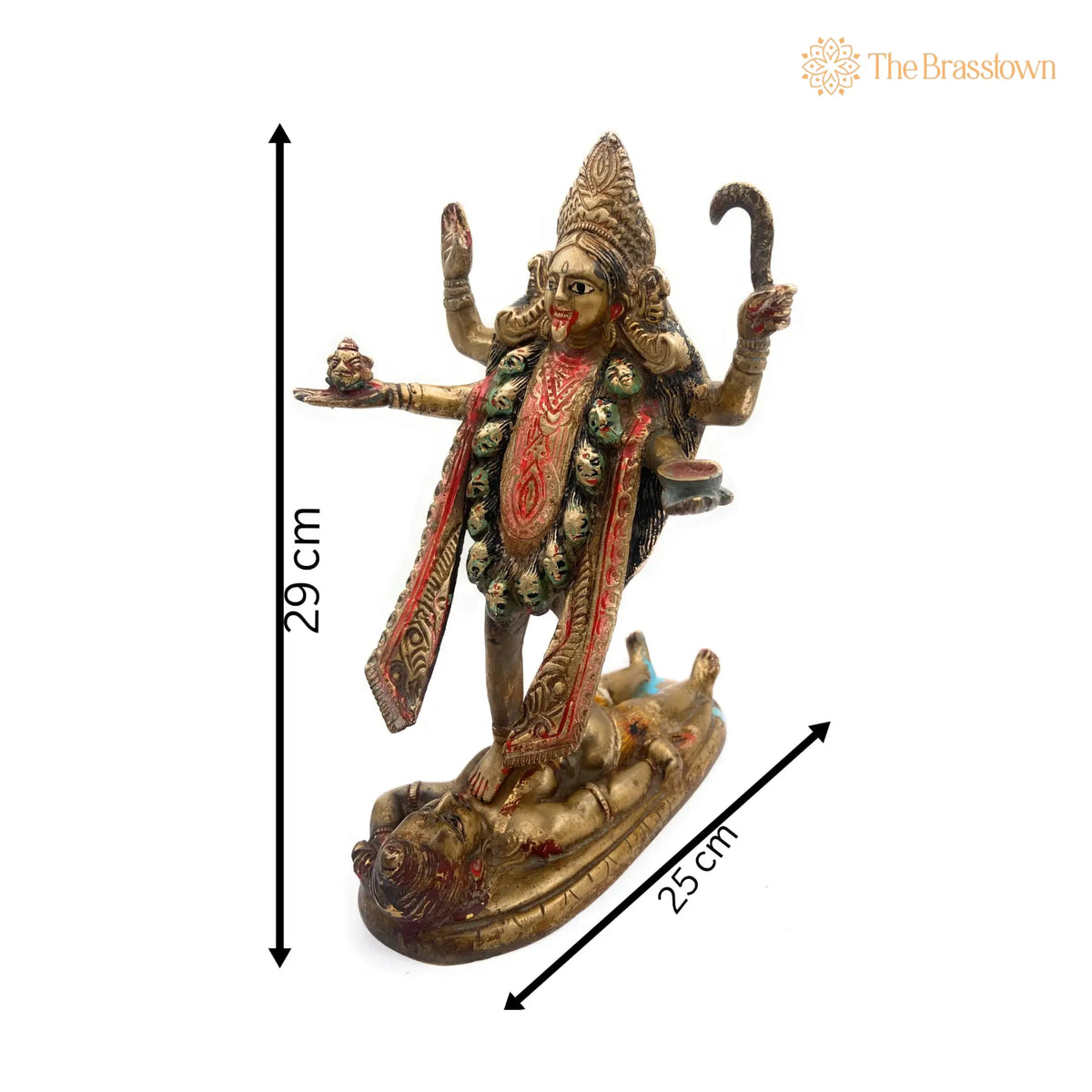 Handcrafted Brass Mahakali Durga Idol – Kalika Devi, Chamundeshwari for Puja, Home Mandir & Décor 11.5 Inch 4