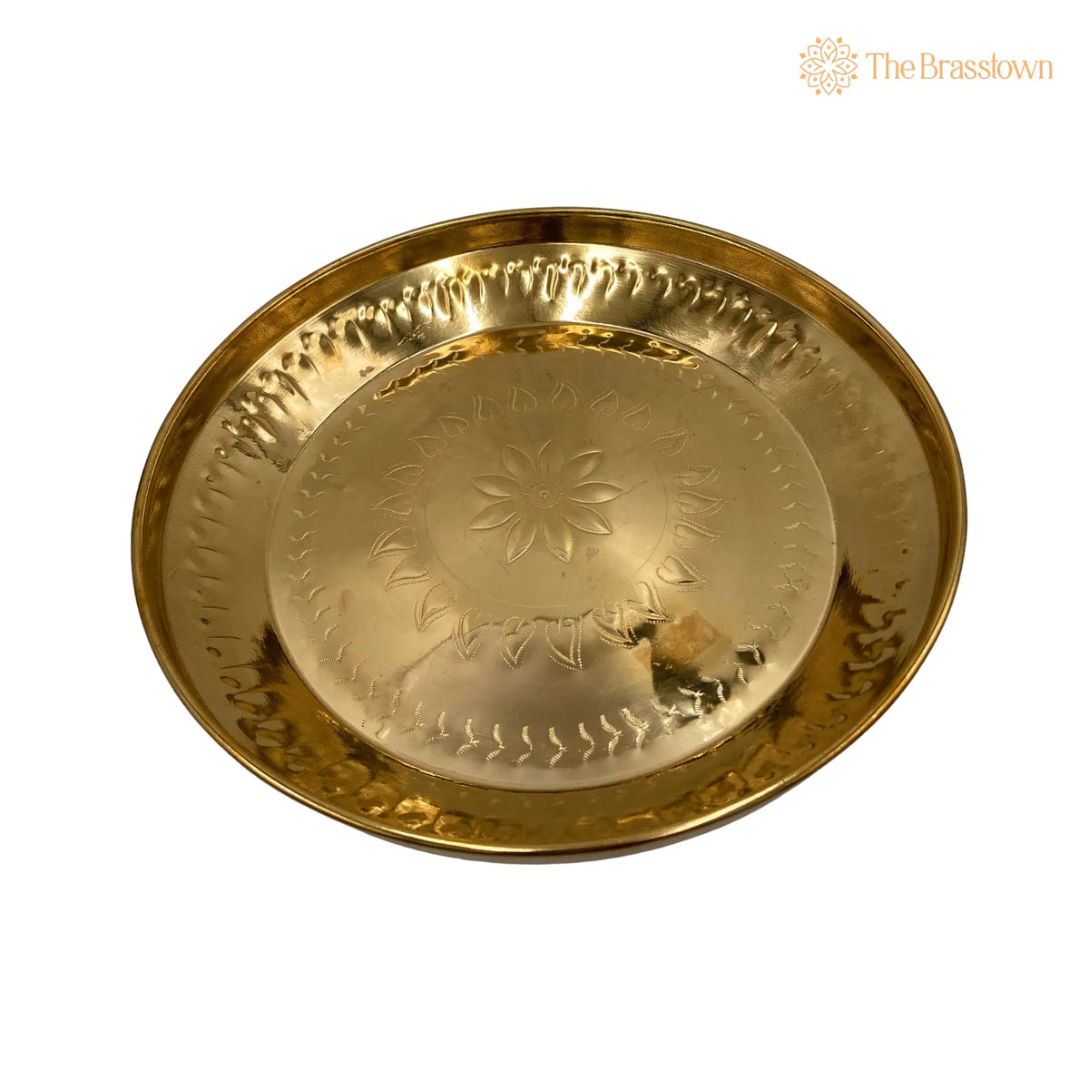 Handcrafted Brass Pooja Thali – Peetal Aarti Plate Pittal Puja Thambalam Traditional Pital Worship Thali 11.02 Inch 5