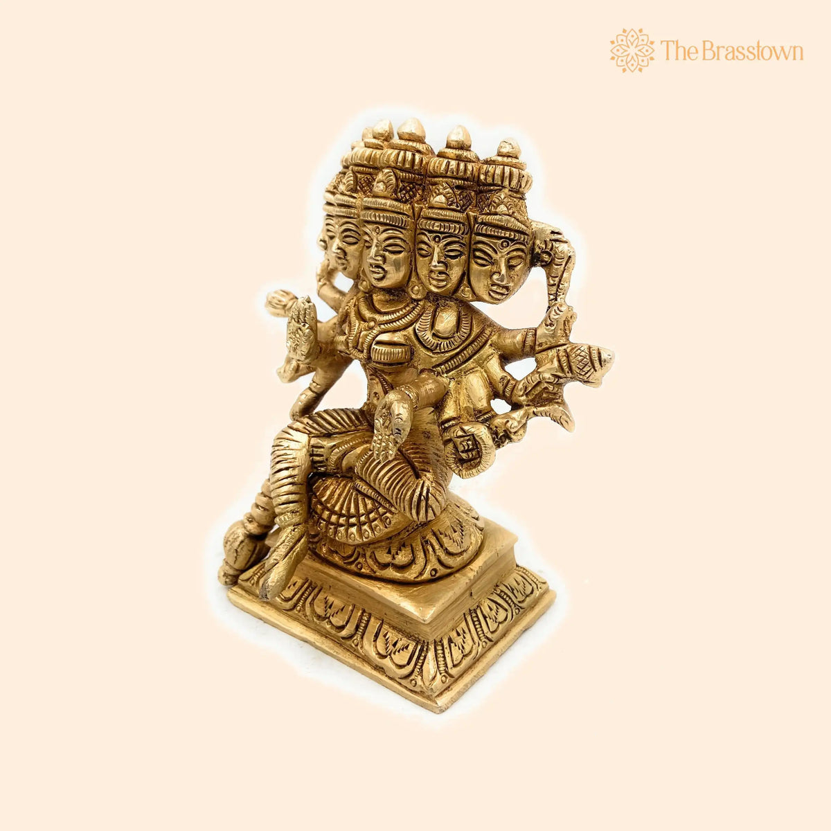 Brass Gayatri Devi Idol – Handcrafted Vedamata Gayathri Murti, Panchamukhi Savitri Mata Statue for Puja &amp; Home Temple 5 Inch 1