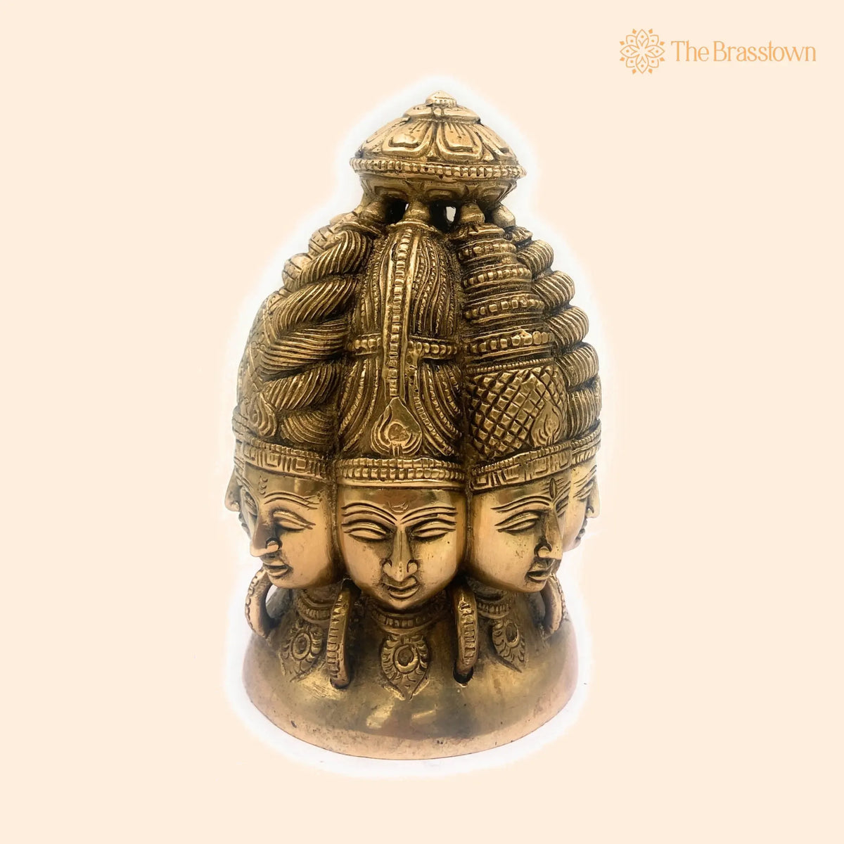 Brass Multi Face Brahma Head – Handcrafted Lord Brahma Face, Brahma Face, Brahma Ji, Brass Brahma Statue for Home Décor &amp; Gifting 8 Inch 1