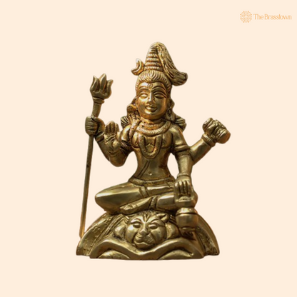 Ornate Brass Shiva Statue - A Symbol of Divine Power and Serenity 4.5 Inch