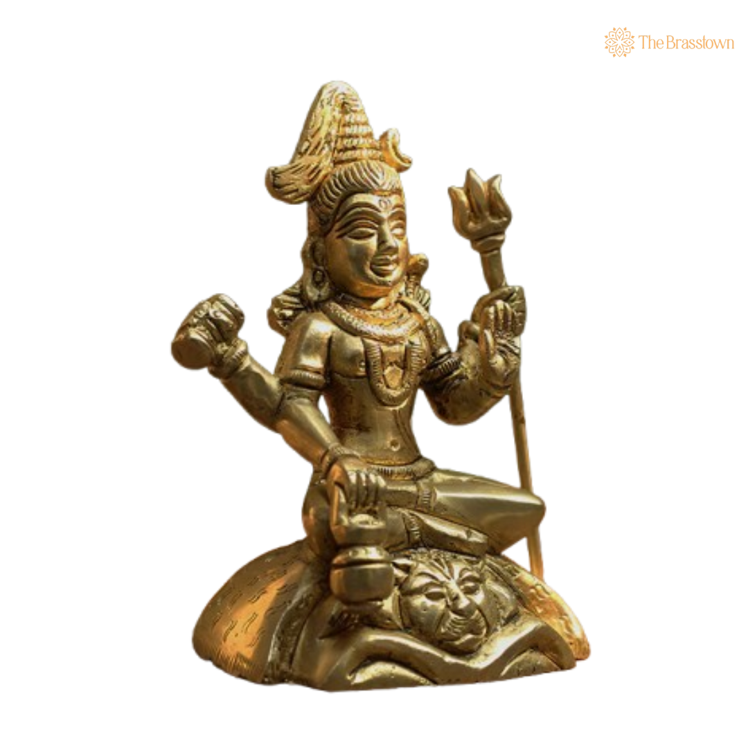 Ornate Brass Shiva Statue - A Symbol of Divine Power and Serenity 4.5 Inch