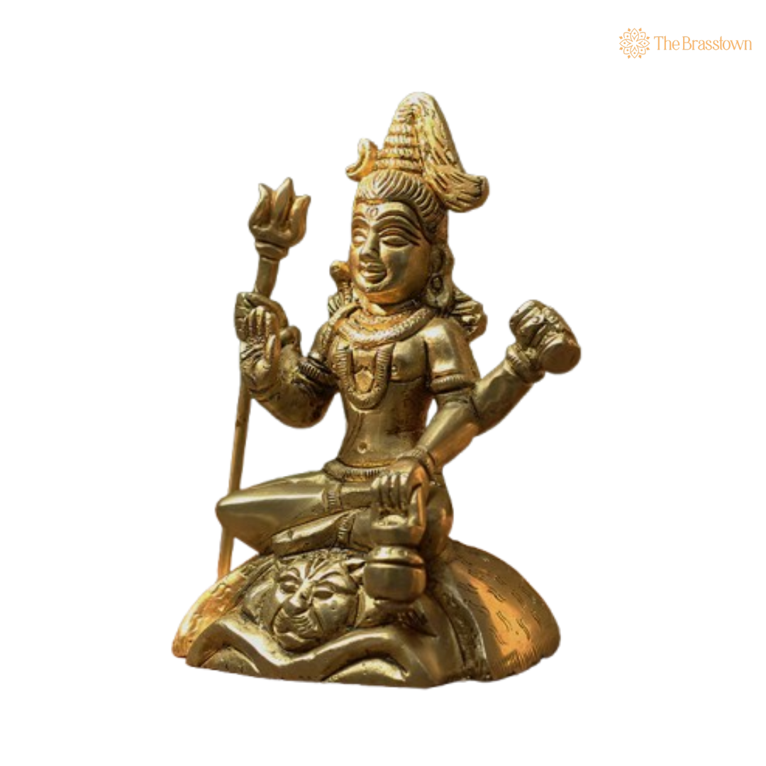 Ornate Brass Shiva Statue - A Symbol of Divine Power and Serenity 4.5 Inch