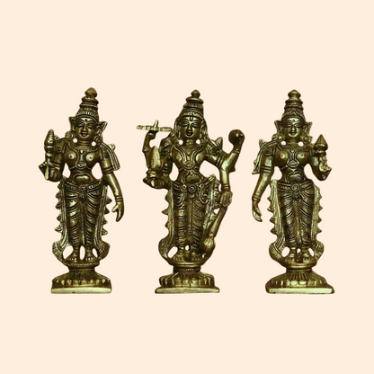 Handcrafted Brass Lord Vishnu with 6 Inch front view – pure brass handcrafted India
