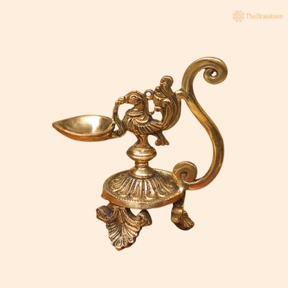 Brass Oil Lamp Diya 7 Inch front view – pure brass handcrafted India