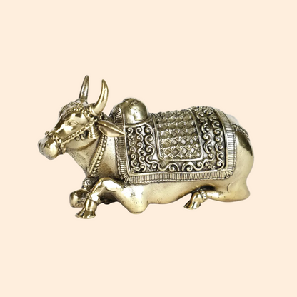 Handcrafted Brass Nandi Statue 2 Inch front view – pure brass handcrafted India
