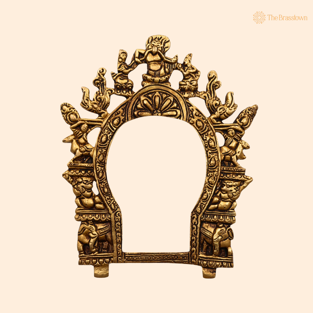 Brass Handmade Prabhavali Frame With 8.5 Inch front view – pure brass handcrafted India