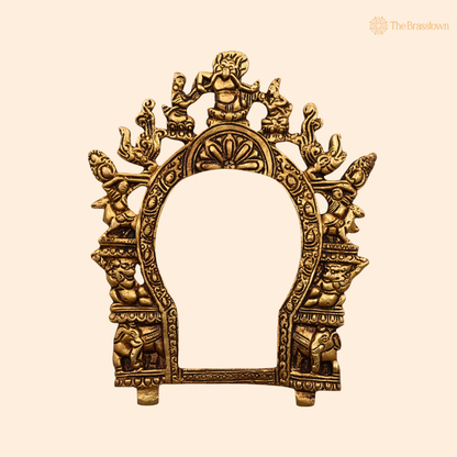 Brass Handmade Prabhavali Frame With 8.5 Inch front view – pure brass handcrafted India