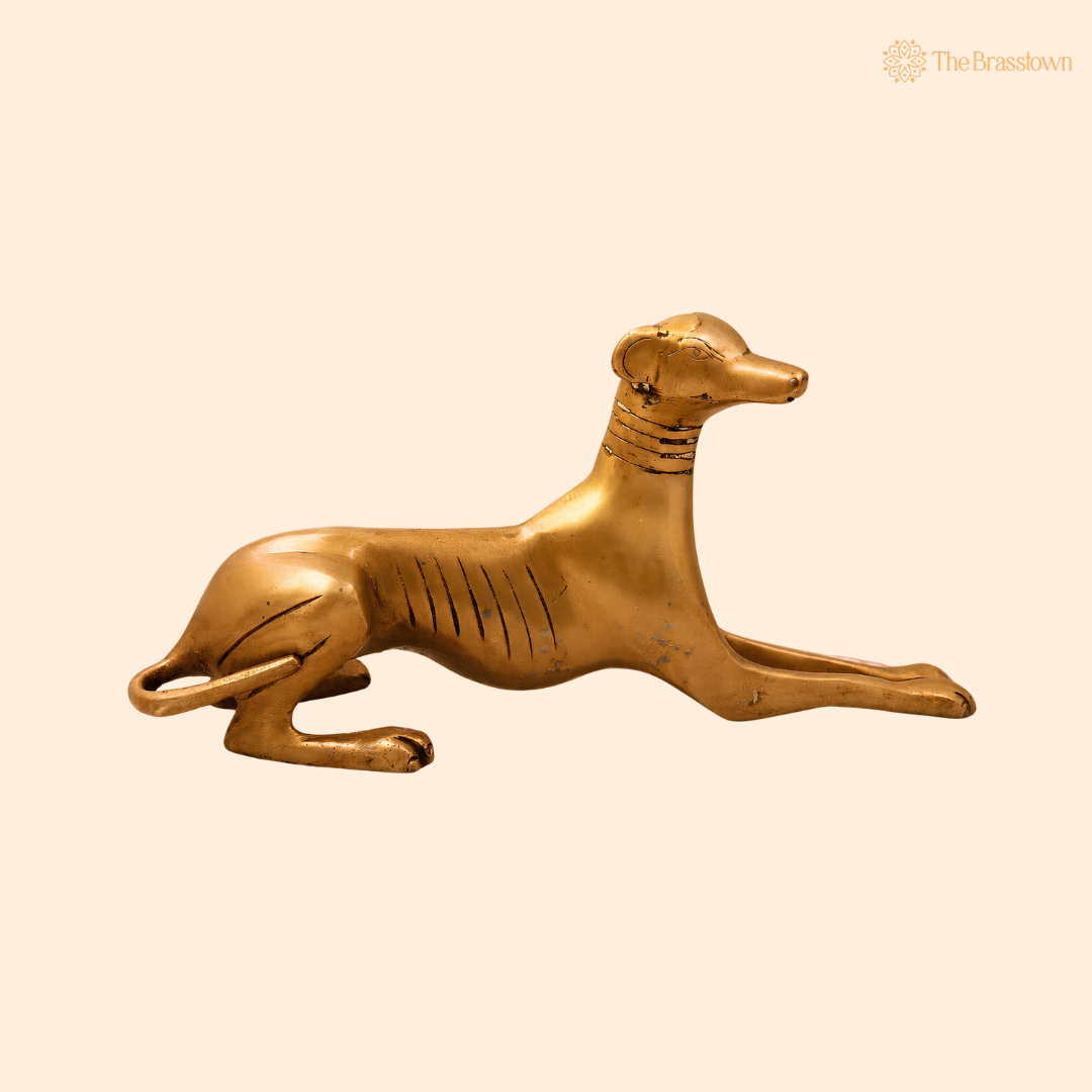 Handcrafted Brass Dog Statue – Brass Dog Idol for Home Décor, Pooja, Collectibles &amp; Gifting 4.5 Inch