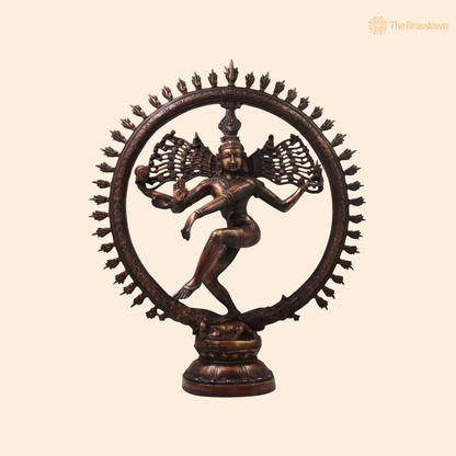 Unique Brass Nataraja Idol – Handcrafted Unique Chola Style Dancing Lord Shiva Idol for Pooja, Home Mandir, Temple Décor &amp; Spiritual Gifting 20 Inch
